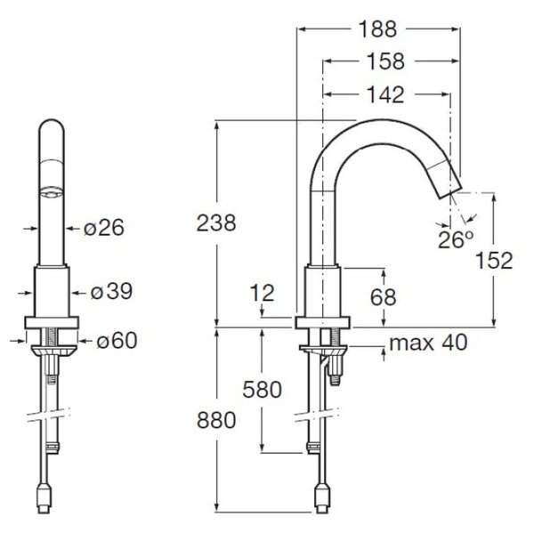 Roca Loft-E baterie lavoar stativ electrică crom A5A3243C00
