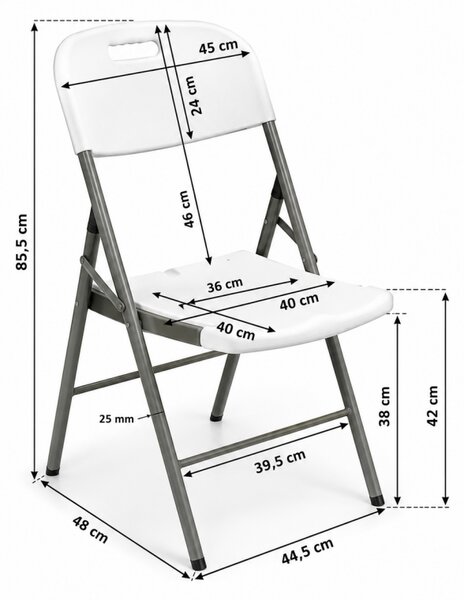 Scaun pliabil alb, pentru gradina, camping, catering si pescuit, JollyMag, KR49, 87x43x40 cm
