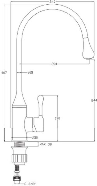 Invena Pingo baterie bucătărie pe picior negru BZ-55-L04