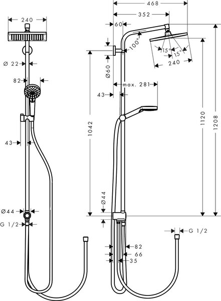 Hansgrohe Crometta set de duș perete crom 27289000