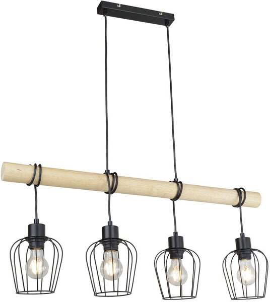 Rabalux Fabian lampă suspendată 4x40 W negru-lemn 5247