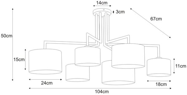Kaja Simone Black lampă de tavan 6x60 W negru K-4321