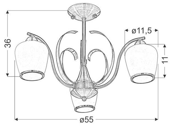 Candellux Opera lampă de tavan 3x60 W alb-patină 33-54951