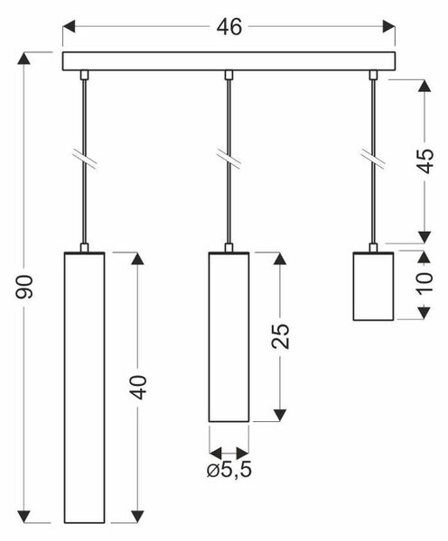 Candellux Tubo lampă suspendată 3x25 W negru 33-79107