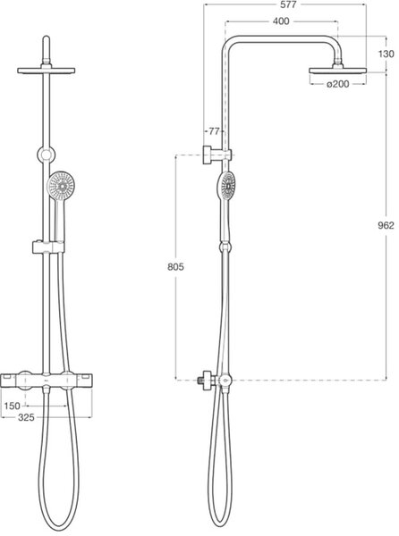 Roca Victoria set de duș perete cu termostat cu duș de ploaie crom A5A9F18C00