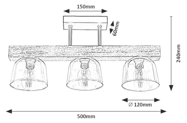 Rabalux Cardamom lampă de tavan 3x40 W fumuriu-lemn 3119