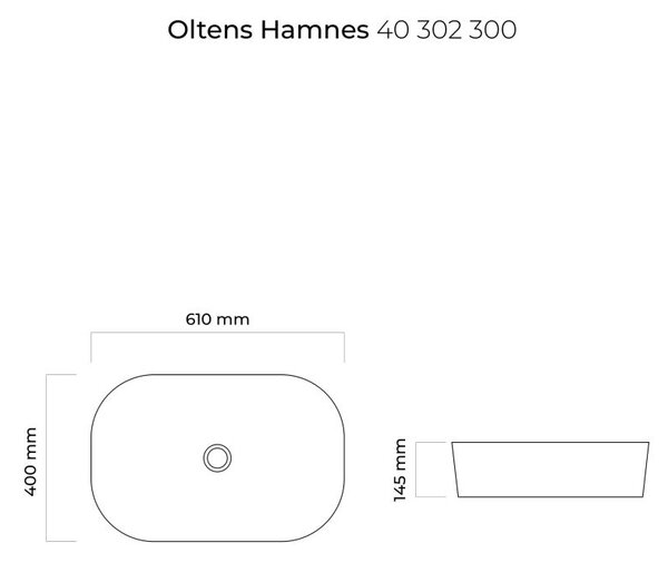 Oltens Hamnes lavoar 61x40 cm ovale de blat negru mat 40302300
