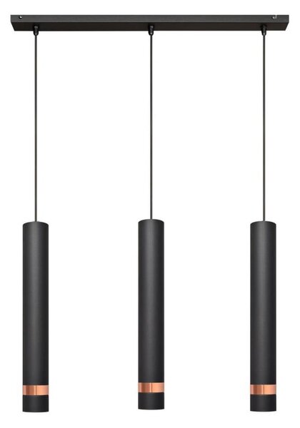 Lustră LED pe cablu TUBA 3xGU10/4,8W/230V neagră/cupru