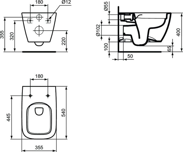 Ideal Standard i.life B vas wc agăţat fără margine alb T461401