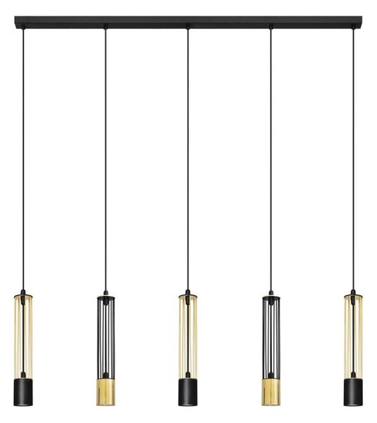 LED Lustră pe cablu BARS 5xGU10/4,8W/230V neagră/aurie