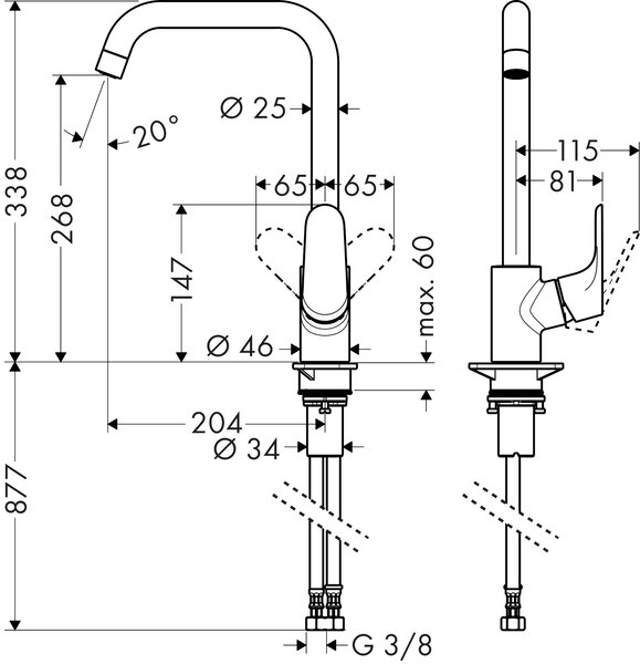 Hansgrohe Focus M41 baterie bucătărie pe picior negru 31820670