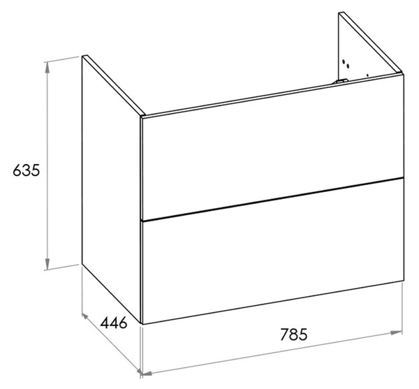 Roca Ella dulap 78.5x44.6x63.5 cm sub chiuveta pe perete alb A857770529