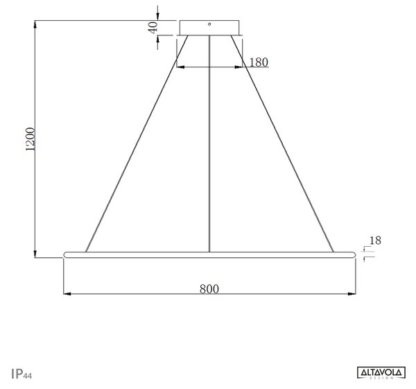 Altavola Design Ledowe Okręgi lampă suspendată 1x43 W negru LA073/P_80_in_3k_black