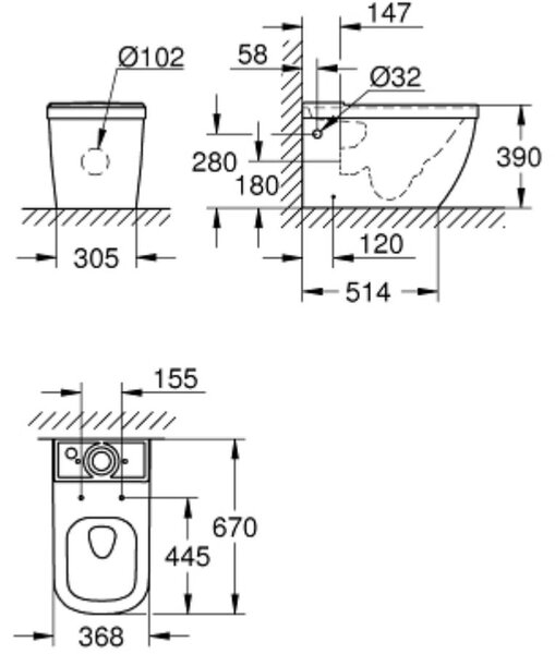 Grohe Euro Ceramic vas wc compact alb 39338000
