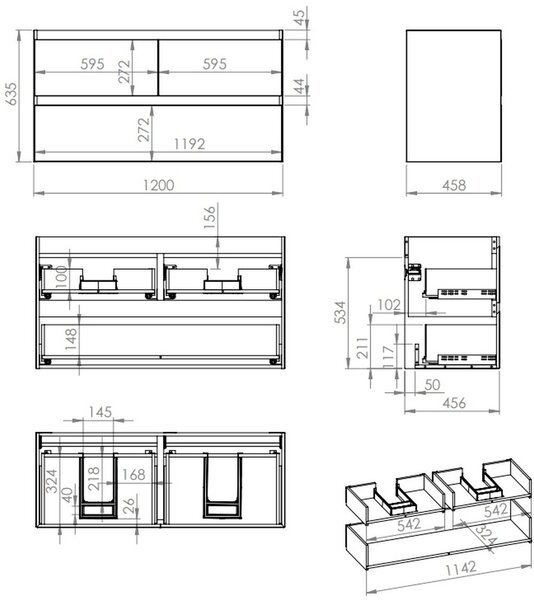 Elita Split dulap 120x45.8x63.5 cm sub chiuveta pe perete verde RE012007157010
