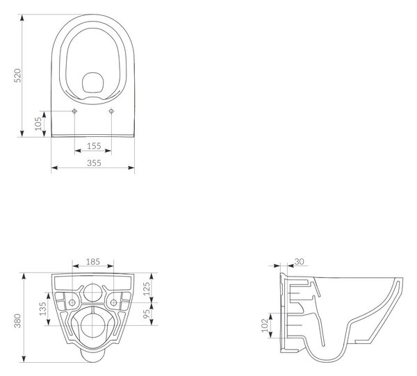 Set vas WC Cersanit Crea K114-015-ECO, capac WC Cersanit Crea K98-0177-ECO