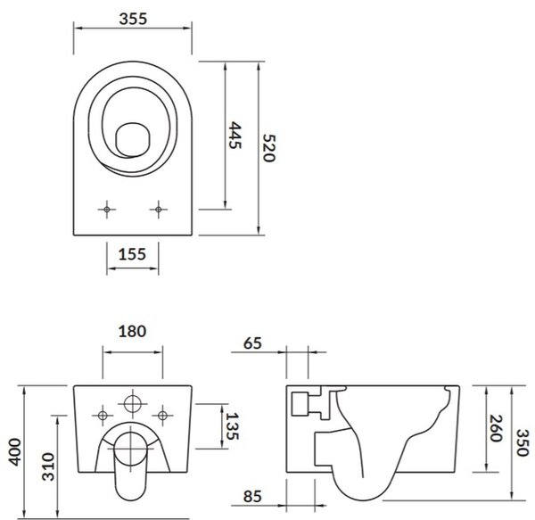 Cersanit Inverto vas wc agăţat fără margine alb K671-001-ECO