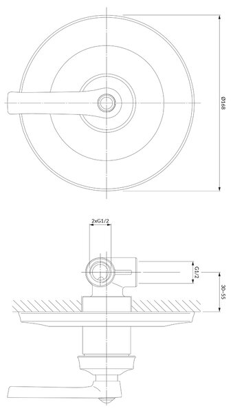 Omnires Armance baterie de duș ascuns cupru AM5245ORB