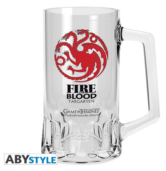 Halba sticla licenta Game of Thrones - Casa Targaryen 14 cm, 290 ml