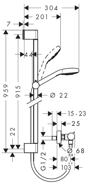 Hansgrohe Select set de duș perete cu termostat crom-alb 27082400