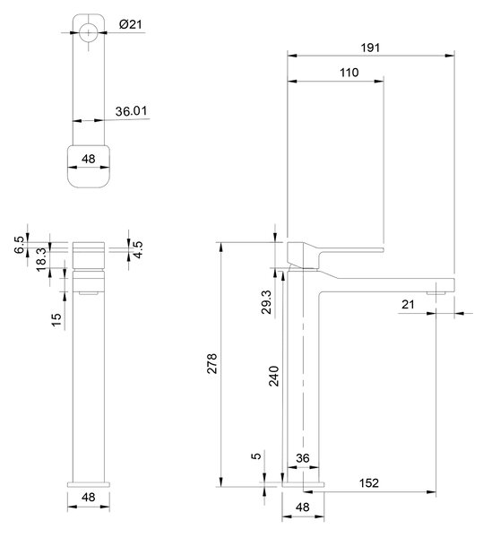Omnires Slide baterie lavoar stativ grafit SL7712GR
