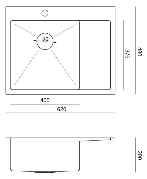 Quadron Russel chiuveta din otel 62x48 cm cupru HB7911PVDBSC1