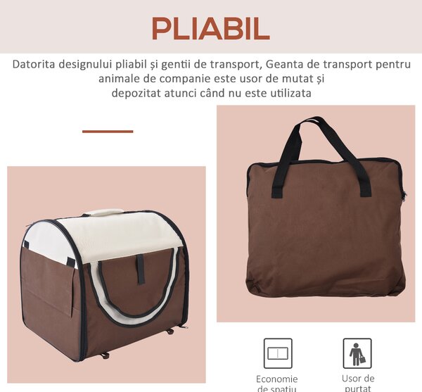 PawHut Geantă de Transport pentru Câini și Pisici, Spațioasă și Confortabilă, 61x46x51cm | Aosom Romania