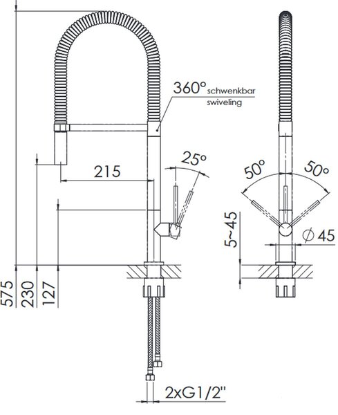Steinberg 100 baterie bucătărie pe picior negru 1001495S