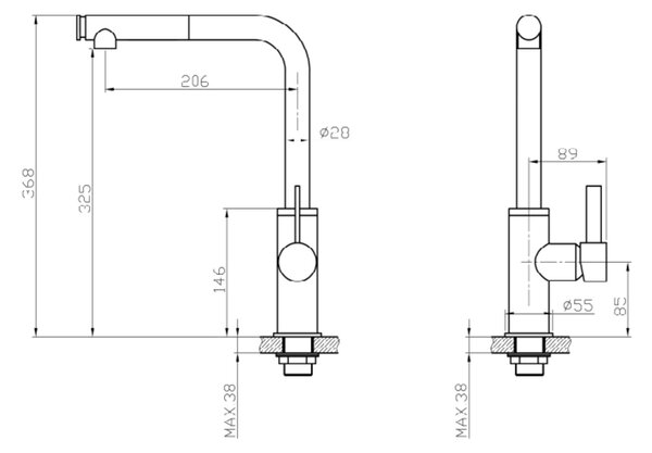 Invena Preto baterie bucătărie pe picior negru BZ-48-W04