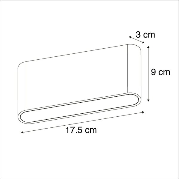 Set de 2 aplice exterioare gri închis 17,5 cm inclusiv LED - Batt