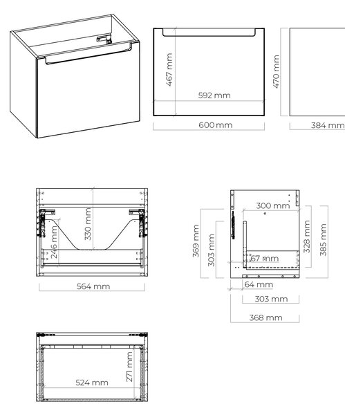 Oltens Jog dulap 60x38.5x47 cm sub chiuveta pe perete alb luciu 60000000