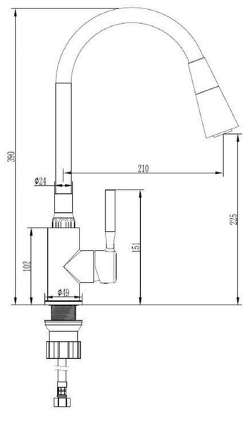 Invena Pogo Plus baterie bucătărie pe picior alb BZ-80-P02