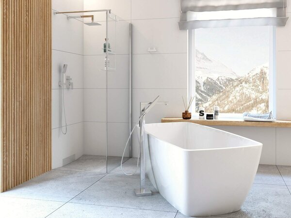 Deante Kerria Plus, cabină de duș 80 cm, înălțime 200 cm, sticlă transparentă de 6 mm cu ActiveCover, profil cromat, KTS_038P