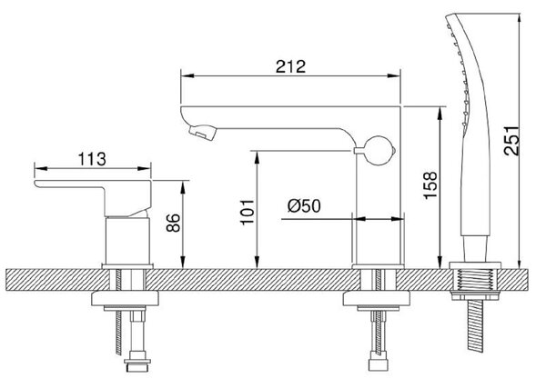 Invena Siros baterie cadă-duș cadă crom BW-90-S01
