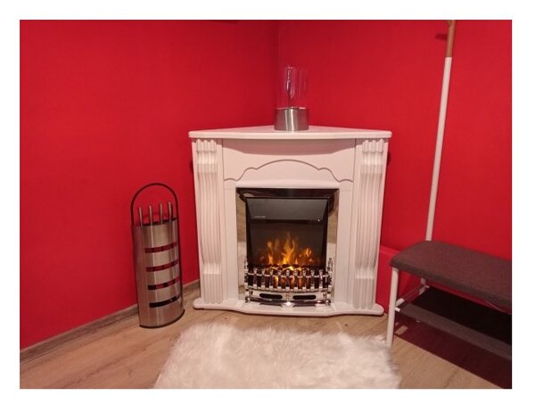Semineu electric cu mobilier artflame galileo silver & clasic colt, 950 x 882 x 300 mm, alb
