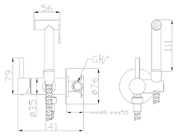 Invena baterie bideu cu set de duș ascuns crom BP-00-B01