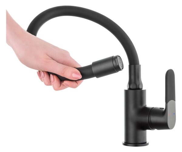 Invena Joga Plus baterie bucătărie pe picior negru BZ-32-P04