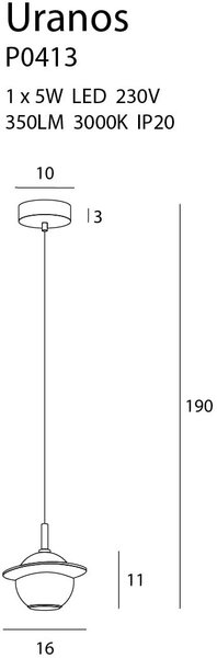 MaxLight Uranos lampă suspendată 1x5 W alb-auriu P0413