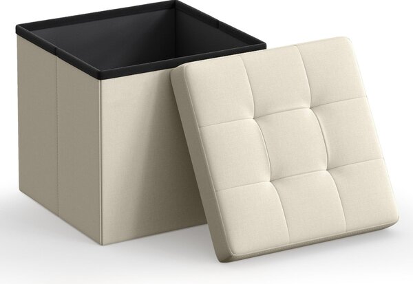 Taburet cu spatiu depozitare OTTOMAN 30x30 cm, crem