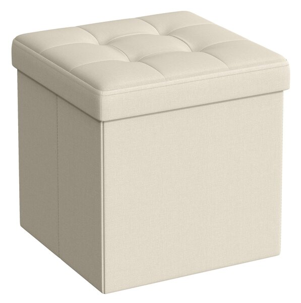 Taburet cu spatiu depozitare OTTOMAN 30x30 cm, crem