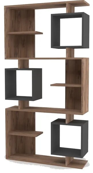 Biblioteca Idalia culoare nuc si antracit 172 cm