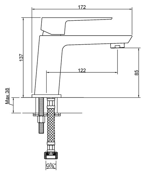 Invena Paros baterie lavoar stativ negru BU-09-004
