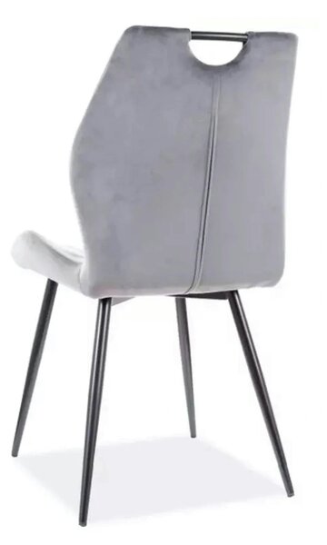 Scaun bucatarie elegant ARCO, gri/negru, stofa catifelata/metal, 51x46
