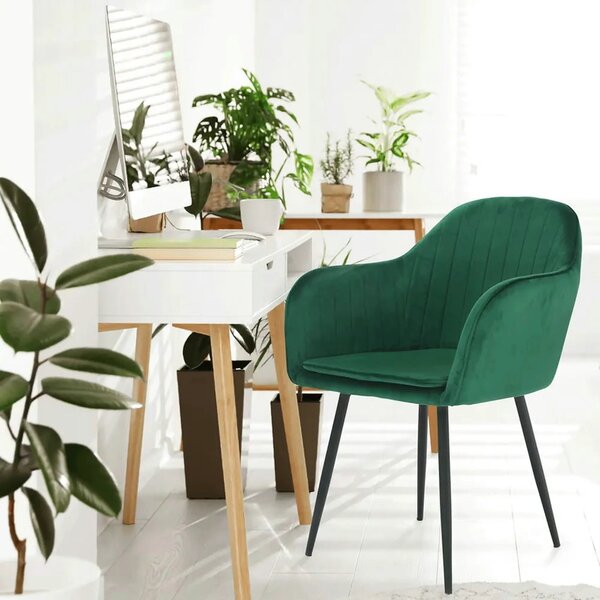 Scaun ZIRKON, verde smarald/negru, catifea/metal, 56x55x82 cm