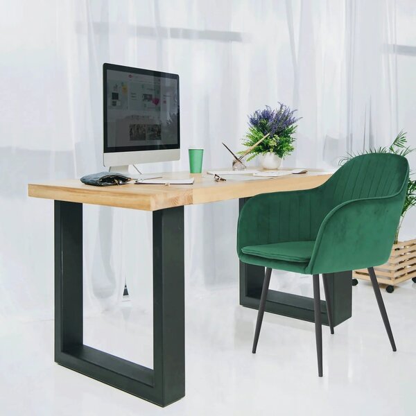Scaun ZIRKON, verde smarald/negru, catifea/metal, 56x55x82 cm