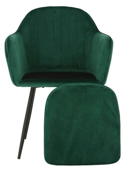 Scaun ZIRKON, verde smarald/negru, catifea/metal, 56x55x82 cm