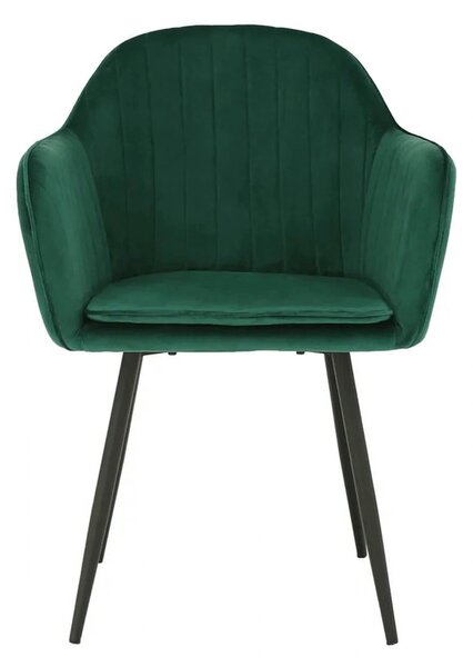 Scaun ZIRKON, verde smarald/negru, catifea/metal, 56x55x82 cm