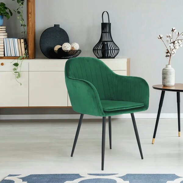 Scaun ZIRKON, verde smarald/negru, catifea/metal, 56x55x82 cm