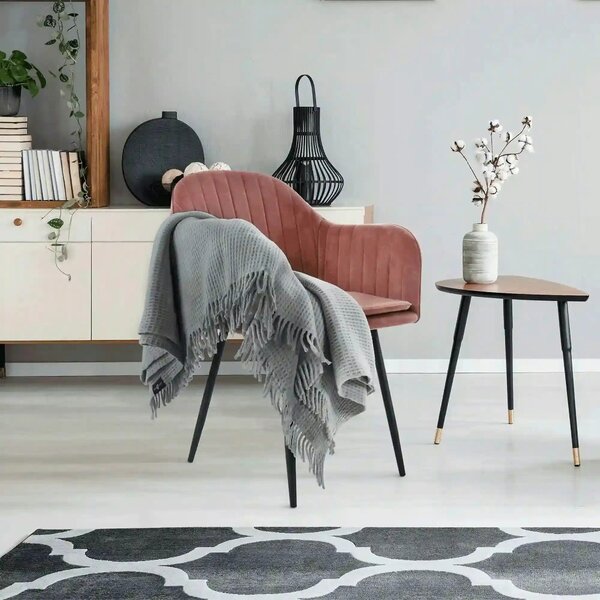 Scaun ZIRKON, roz/negru, stofa catifelata/metal, 56x55x82 cm