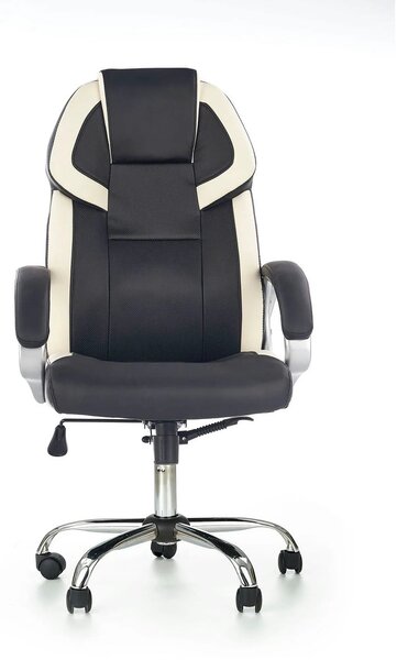 Scaun de birou BARTON, negru/alb, piele ecologica perforata, 64x68x115